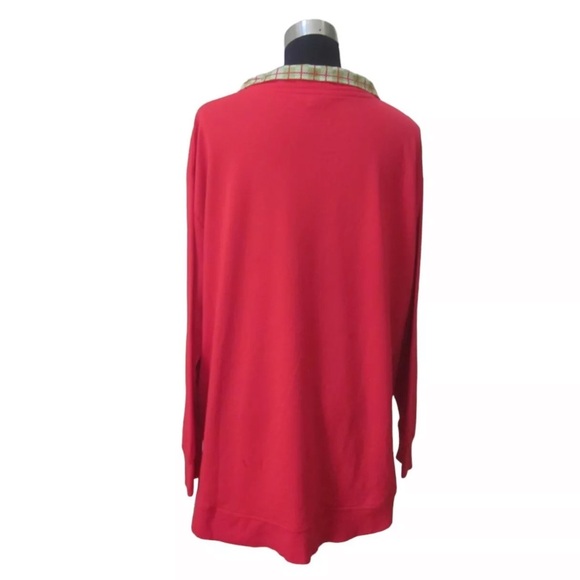 NWT HERITAGE CHARMS Red CHRISTMAS Tree Boat Print Long Sleeve Collared Shirt PS - Picture 4 of 8